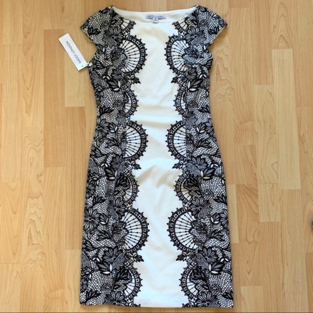 New Maggy London Women Black and White Dress Size 6